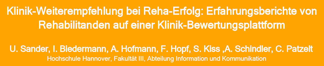 Poster zu Klinik-Weiterempfehlung Rehabilitanden